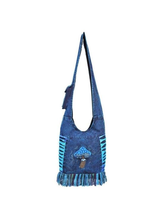 Handbags - Mushroom Embroidered Hippie Boho Crossbody Cotton Hobo Bag
